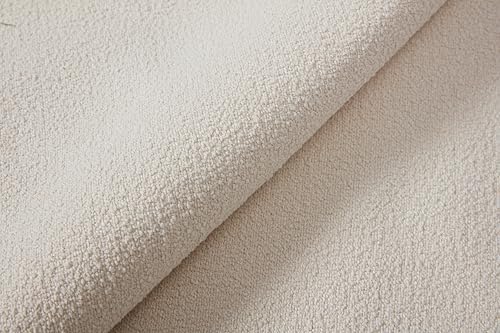 King 54" Tall Headboard Wingback Upholstered Bed Frame Ivory Boucle