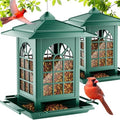 Birdream 2 Pack Bird Feeders for Outdoor Hanging, Assembly Required, 1-Min Easy Setup, Classic Courtyard Design, Attracting Cardinals Chickadees Goldfinches & Sparrows - Green