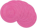 SHACOS Hot Pink Round Braided Placemats Set of 6 Washable Fabric Place Mat