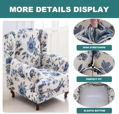 NILUOH Stretch Wingback Chair Slipcovers 2-Piece