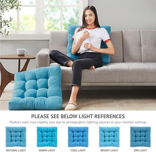 Floor Pillows Set of 6, Large Meditation Cushion for Adults, 22 Inch Square