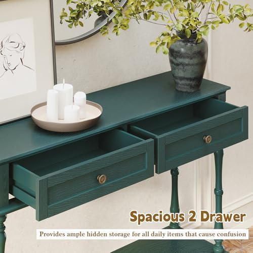 ARTPOWER Console Table for Entryway with 2 Drawers, 10 mins Assembly, Green