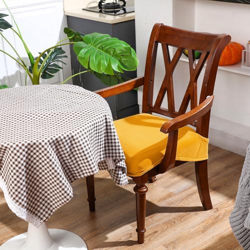 Havawish Extra Wide Dining Chair Seat Covers, Yellow, Velvet, 1 Pcs