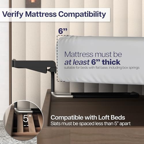 Height Adjustable Under Mattress 17 inch Bedside Shelf, Works with Lofts and Beds Without Frames, Heavy Duty Storage Tray, Fits Laptops, Books, and Drinks, Nightstand Alternative, Black