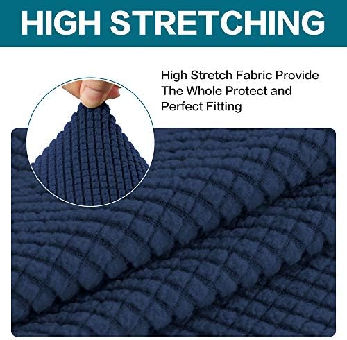 Turquoize 2 Piece Chair Covers Chair Slipcovers for Living Room Armchair Sofa Covers Chair Couch Cover with Arms Washable Furniture Protector for Chairs Feature Thick Jacquard Fabric (Chair, Navy)