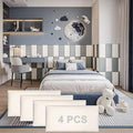 YLL YLL Peel and Stick Headboard White Upholstered Wall Panels Pack of 4 Panels 3D Anti-Collision Wall Padding Wall Mounted headboard Soundproof Wall Panels