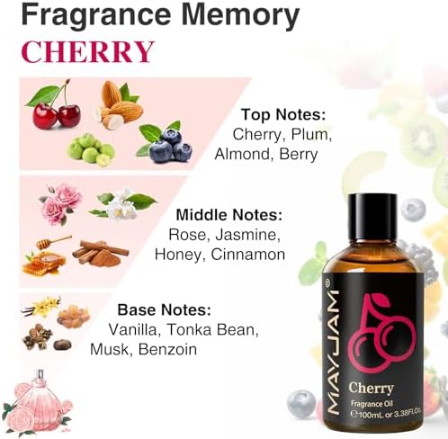 MAYJAM Cherry Fragrance Oil for Diffusers for Home, 3.38FL.OZ