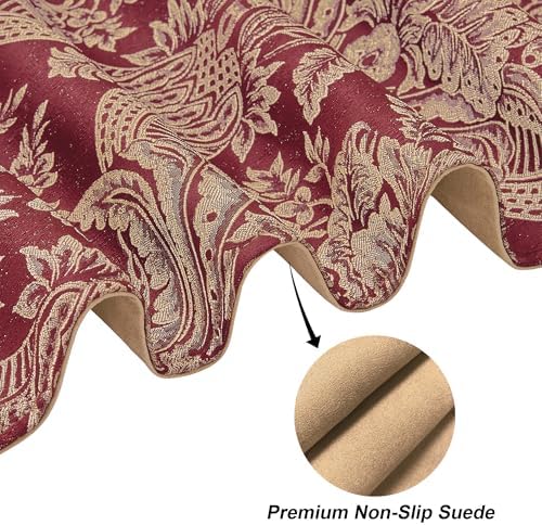 Loom and Mill Luxury Damask Table Runner 90 Inches Long, Wine Red