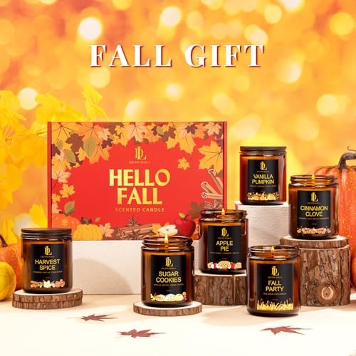 DL DREAMY DEWLA Fall Candles Set for Home Scented, 6 Pack 42oz, Soy Wax