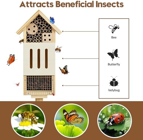 UUMENHA Bee House Bug Hotel & Butterfly House with Stake,Ladybug Hotel