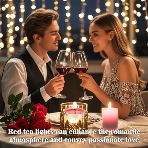 MAQIHAN 25 pcs Red Tea Light Candles - Mini Votive Soy Candles Bulk