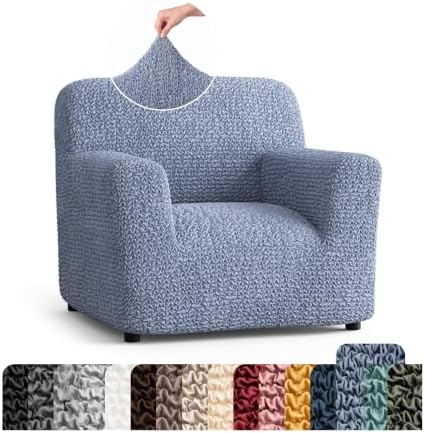 PAULATO Premium Stretch Couch Covers for Sofa - Sofa Chair Cover Washable, Dogs & Pets Friendly - Elastic Polyester Loveseat Slipcovers - Non-Slip Love Seat Couch Covers - Blue (21"-39" Wide)