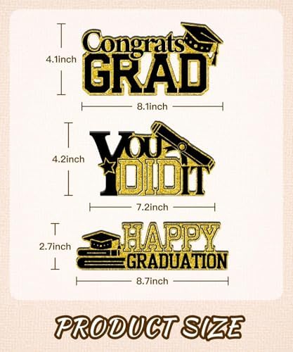 Putuo Decor Graduation Table Decor Set of 3, Gold Glitter Decor with Cap Diploma Design, Congrats Grad Gift for High School College Graduate, Tabletop Decoration for Graduation Party