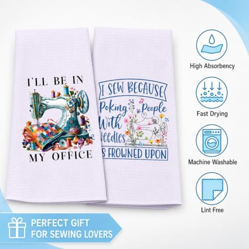LXOMILL Sewing Gifts for Women, Quilting Kitchen Towels, Funny Sewist Gift