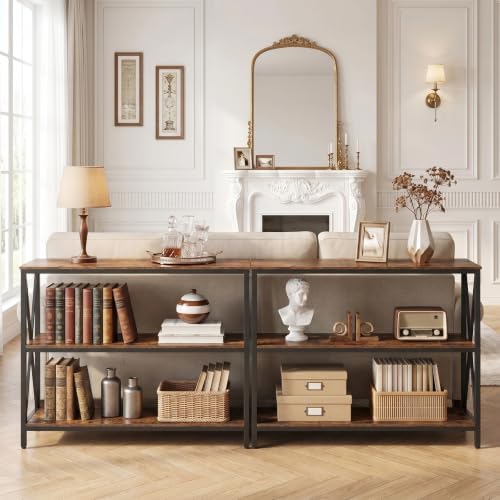 MAHANCRIS 55" Sofa Table, Industrial Console Table, 3-Tier Entryway Table