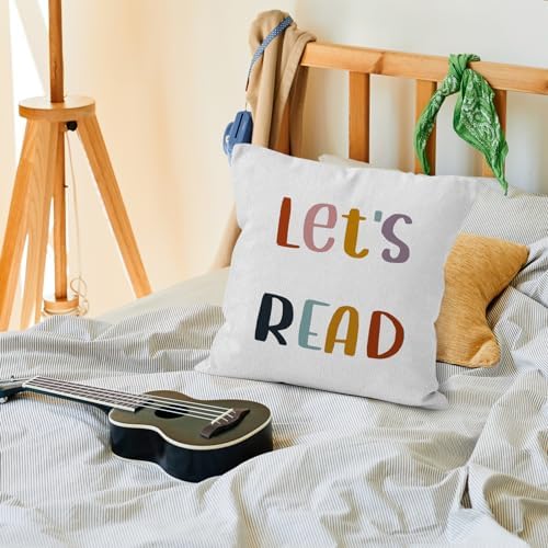 Classroom Reading Nook Throw Pillow Covers, Reading Corner Classroom Book Nook Decorative Pillow Covers for Nursery Library Playroom, Boho Classroom Decor, Book Lovers Decor Pillow Covers 18x18
