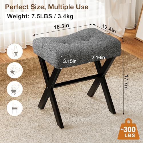 Memobarco 18-Inch Vanity Stool Chair, Gray Makeup Stool
