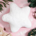 YRXRUS Star Pillows, Christmas Pillows, White Star Shaped Pillow, Gifts, Cute Plush Throw Pillow Room Decor, Fluffy Faux Rabbit Fur 18"x18", Living Bedroom