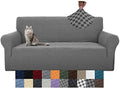 YEMYHOM Couch Cover Latest Jacquard Design High Stretch Sofa Covers for 3 Cushion Couch, Pet Dog Cat Proof Slipcover Non Slip Magic Elastic Furniture Protector (Large, Dark Gray Checkered)