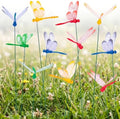 VGOODALL 24 PCS Dragonfly Garden Stakes, Plastic Garden Decorations