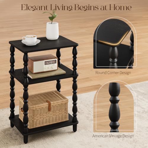 Yoobure Small Side Table - Black End Tables Living Room with Spindle Legs