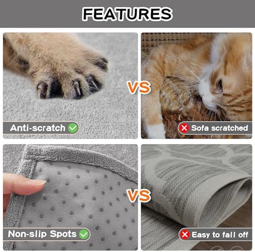 MEETSKY Couch Cover for 3 Cushion Sofa,Cat Scratch Proof Couch Protector Washable Sofa Covers Sectional Couch Covers for Dogs Soft L Shape Sofa Slipcover for Pets Kids, 91" x134”,Light Grey