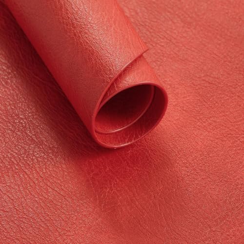 MOSAYT Vinyl Faux Leather Oval Placemats, Set of 8, Red