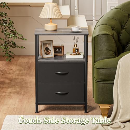 Huuger Night Stand Set of 2, Nightstand with 2 Drawers, Bedside Table