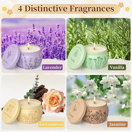 Scented Candles Gift Set for Women, 17.6oz, 4 Pack Soy Wax for Home Scented