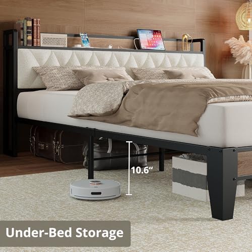 ANCTOR California King Bed Frame with Charging Storage Headboard