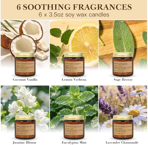 Candles for Home Scented, 6 Pack 3.5 Oz Soy Wax Candles Gifts Sets