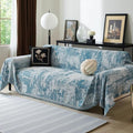 MEETSKY Blue Couch Cover Sectional Sofa Covers Washable Chenille Geometric Abstract Geometric Couch Covers for 2 Cushion Sofa Slipcover Multi-Use Durable Couch Throw Cover for Dogs Pets, 71" x 118"