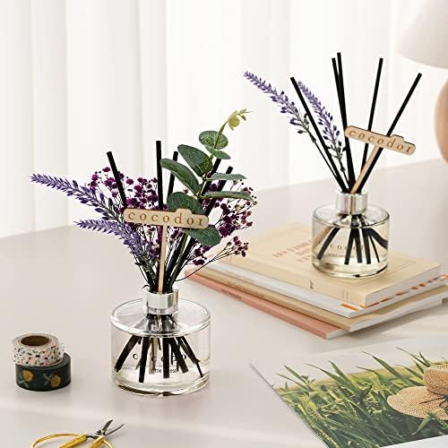 COCODOR Lavender Reed Diffuser/White Jasmine/6.7oz/1Pack / Home Fragrance Scent Essential Oil Stick Diffuser for Bedroom Bathroom Home Decor for Women