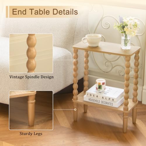 Fultyle Narrow End Table, Small Narrow Side Table with Storage, Nightstand