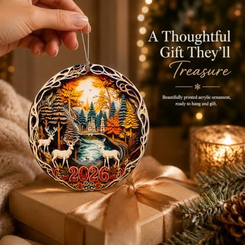 Deer Christmas Ornaments 2026, Hunting Ornaments for Christmas Tree, Deer Hunting Gifts for Men, Grandpa, Dad, Husband, Woodland Holiday Tree Ornament, Gift Exchange Present