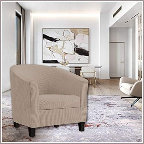 2 Piece Tub Chair Covers with Cushion Cover, Stretch Jacquard Furniture Cover,Armchair Protector Slipcover Removable Machine Washable (Camel)