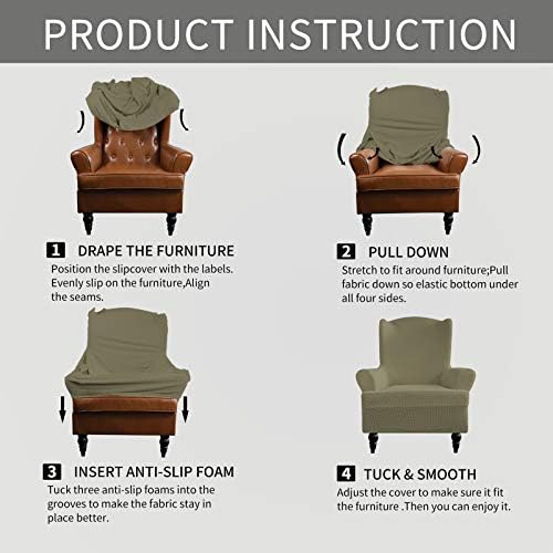 Easy-Going Stretch Wingback Chair Sofa Slipcover Khaki