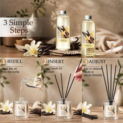 SCENTORINI Vanilla Diffuser Reed Diffuser Refill Oil, 33.81 Fl Oz