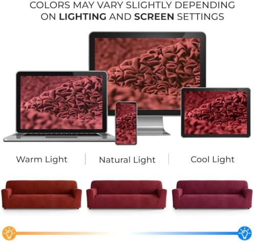 PAULATO Premium Stretch Couch Covers for Sofa - Sofa Chair Cover Washable, Dogs & Pets Friendly - Elastic Polyester Loveseat Slipcovers - Non-Slip Love Seat Couch Covers - Burgundy (86"-120" Wide)