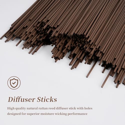 10inch Reed Diffuser Replacement Sticks - 60Pcs Brown Aroma Fragrance Sticks Refill for Home and Bathroom - Rattan Essential Oil Sticks for Scented Diffuser