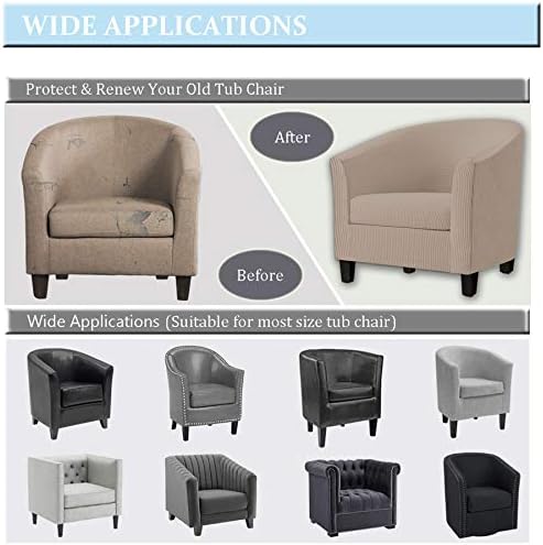 2 Piece Tub Chair Covers with Cushion Cover, Stretch Jacquard Furniture Cover,Armchair Protector Slipcover Removable Machine Washable (Camel)
