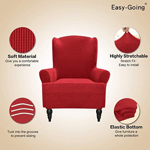 Easy-Going Stretch Wingback Chair Sofa Slipcover Christmas Red