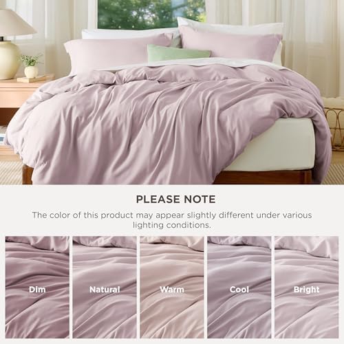 Bedsure Duvet Cover Queen Size, 3Pcs Double Brushed Bedding Set, Pink Mocha