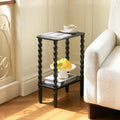 Fultyle Black Narrow Side Table, Narrow End Table with Shelf, Bedside Table