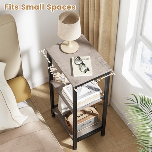 Asgolion 30 Inch Tall Side Table, Small End Table with Adjustable Shelf