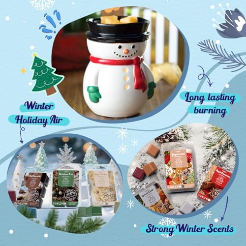 Salubrito Winter Scented Wax Melts, Strong Scented Soy Wax Cubes/Tarts Variety Set - Christmas Tree, Gingerbread, Candy Cane, Spiced Cider, Cranberry, Apple Cinnamon, Sugar Cookies, Hot Chocolate