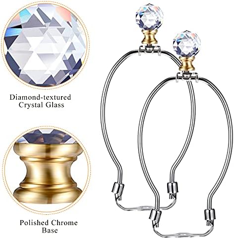 Mudder 2 Pcs Crystal Lamp Finial Diamond Knob 1-3/4 Inches,Gold Base