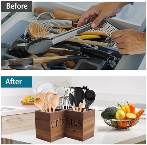 Suli Extra Large Utensil Holder Countertop for Corner Kitchen Counter