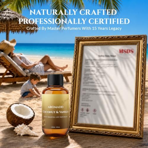AROMADD Coconut Vanilla Diffuser Oil Inspired by Luxury Hotel Scent, 100 mL