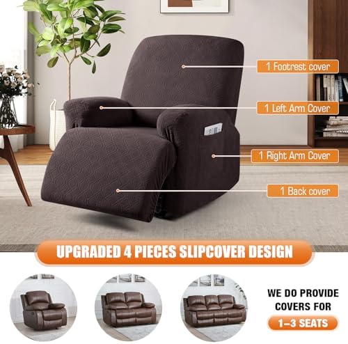 VANSOFY Oversized Stretch Recliner Chair Cover, Chocolate, 1 Seater